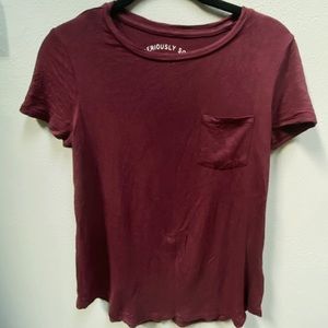 Aero Seriously Soft Perfect Crew Red Shirt